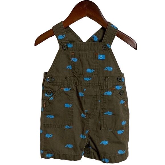 Whale Print Short Overalls - Picture 1 of 6